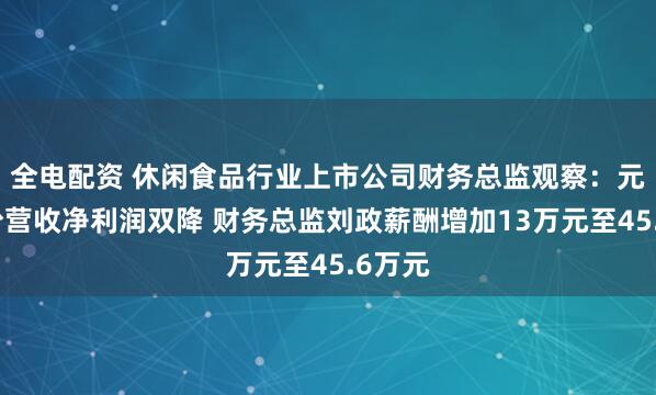 全电配资 休闲食品行业上市公司财务总监观察：元祖股份营收净利润双降 财务总监刘政薪酬增加13万元至45.6万元