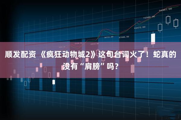 顺发配资 《疯狂动物城2》这句台词火了!蛇真的没有“肩膀”吗?
